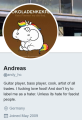 Andy's old Twitter bio.
