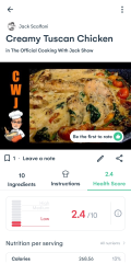 One of the many recipes of Jack that received an abysmally low nutritional score on Whisk.